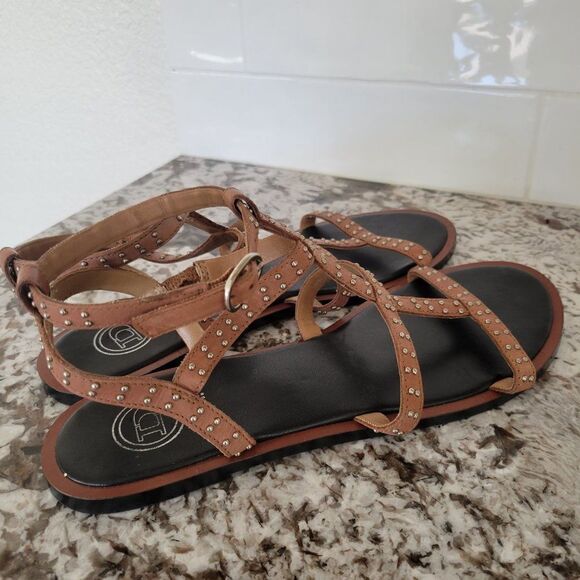 Dune London Leather  Brown  Studded Open Toe Gladiator Sandals Sz 8/38 - Picture 2 of 9